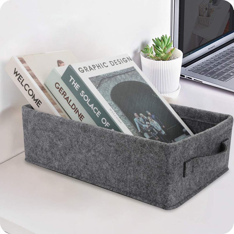 KWLET Small Storage Basket Modern Storage Baskets Felt Collapsible Baskets Storage Bins for Cellphone Earphone Chargers Cables Make Up Hair Supplies Fabric Drawers Storage Basket Cute Bin - Image 2